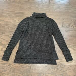 Athleta TIBURON TURTLENECK Ribbed Charcoal Gray Size Smalll